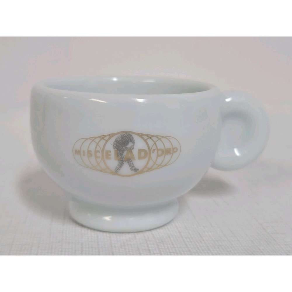 Miscela d'Oro Italian Espresso Cup Demitasse IPA Italy White Gold Coffee Cup